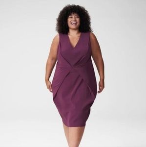 Universal Standard Raven V-Neck Sheath Dress, Size M (18 20), Eggplant